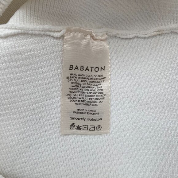 BABATON Aritzia White Sculpt Rib Knit Criss Cross Cropped Tank | Size Medium - Picture 6 of 7